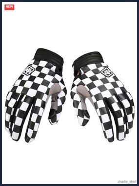 Checkered Off-Road Motorcycle BMX MTB Racing Gloves Breathable Anti-Slip